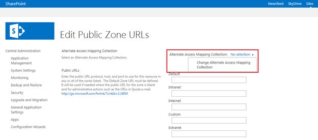 Edit public zone URL